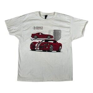 Vintage Viper Car T-Shirt Mens XL White Francis Collision Centre Y2K